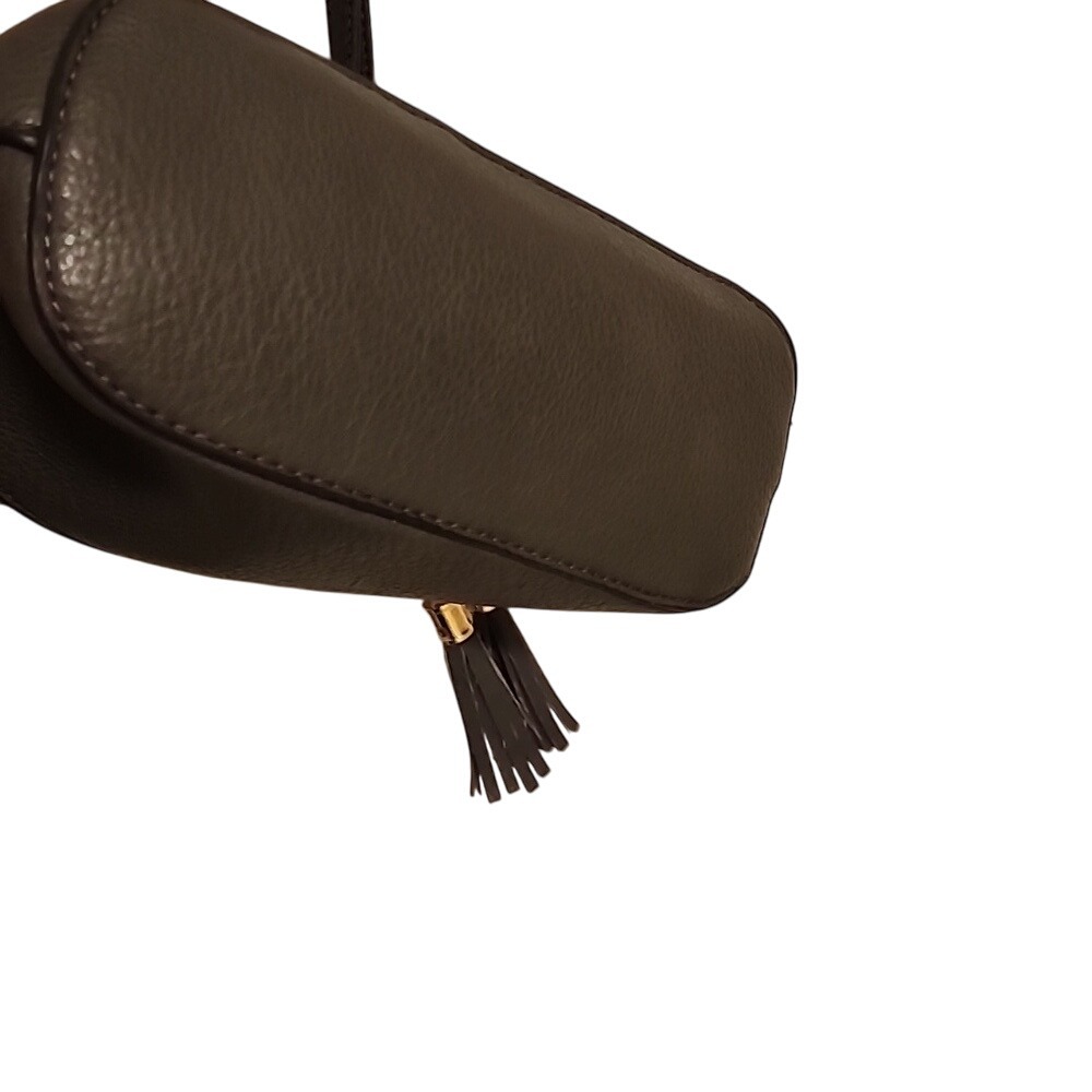 Crossbody Bag Small Gray Pebbled Faux Leather Travel Neutral Capsule - Picture 8 of 15